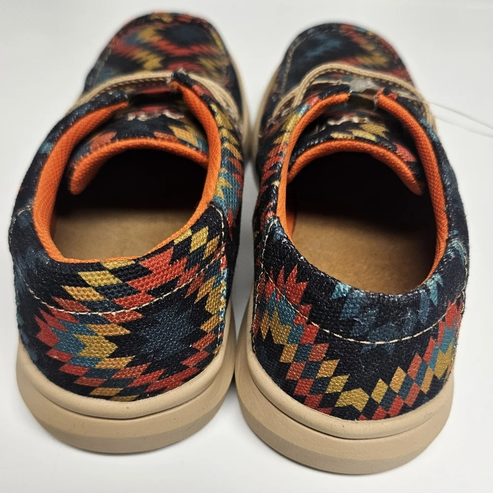 Ariat Youth Hilo Blue Aztec Shoe, Size 12 Western Slide On